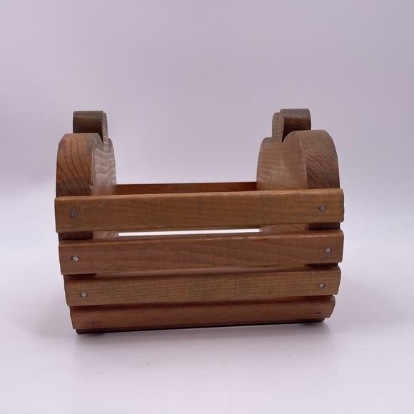 Handmade Decorative Wooden Basket Apple Shaped Storage Box Heart Stem 6 inch - Picture 3 of 11